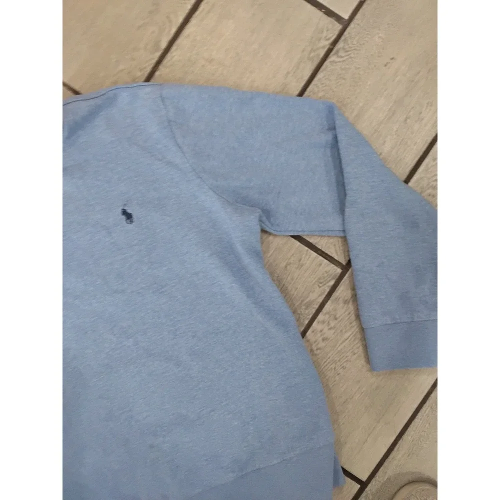 Polo Ralph Lauren Mens Crewneck Sweatshirt Blue Heathered Cotton‎ Blend Large